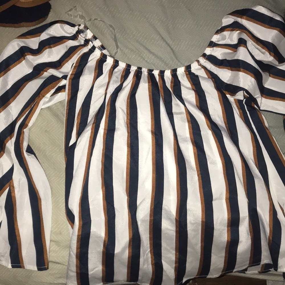 Navy & Gold Striped Blouse 💛💙